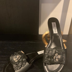 Jimmy Choo slide rhinestone black sandal